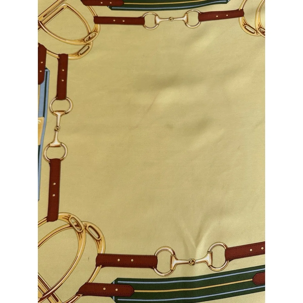 VTG BURBERRYs EQUESTRIAN Horse Bit SILK  SCARF Oblong See Flaws in Pics 17 x 52